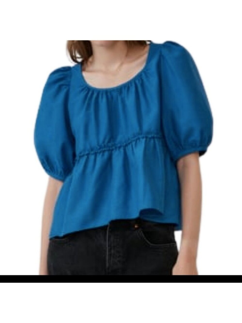 Zara Voluminous Ruffled short sleeveshirt in Blue